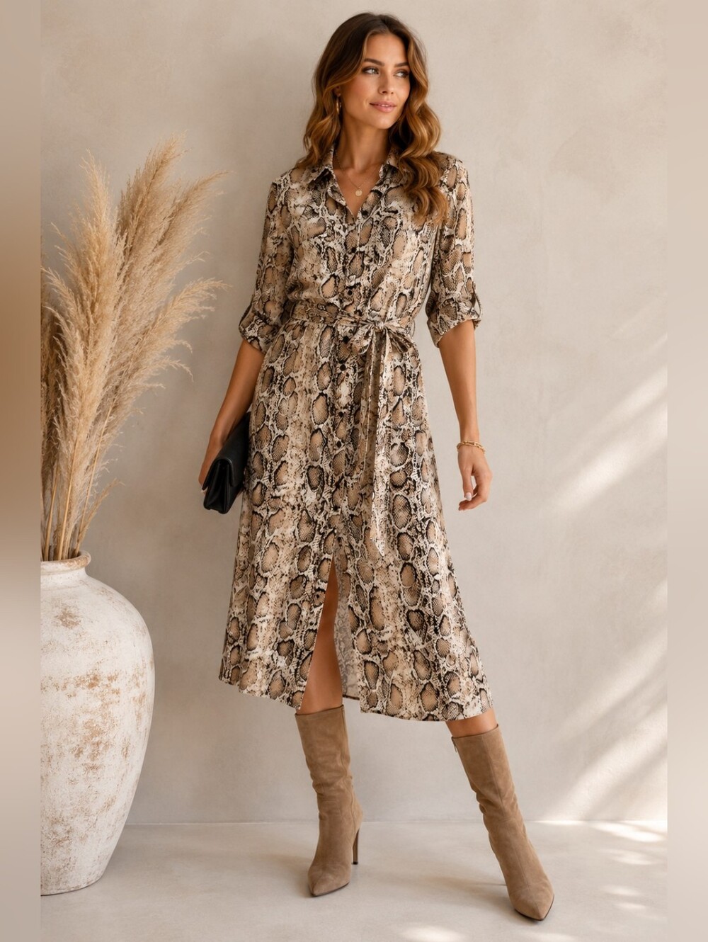 🔥🐍 Chic BB Dakota Snake Print Shirt Dress 🐍🔥